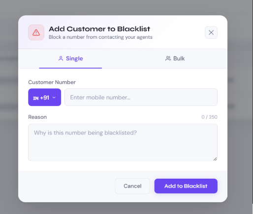 DND blacklist visual
